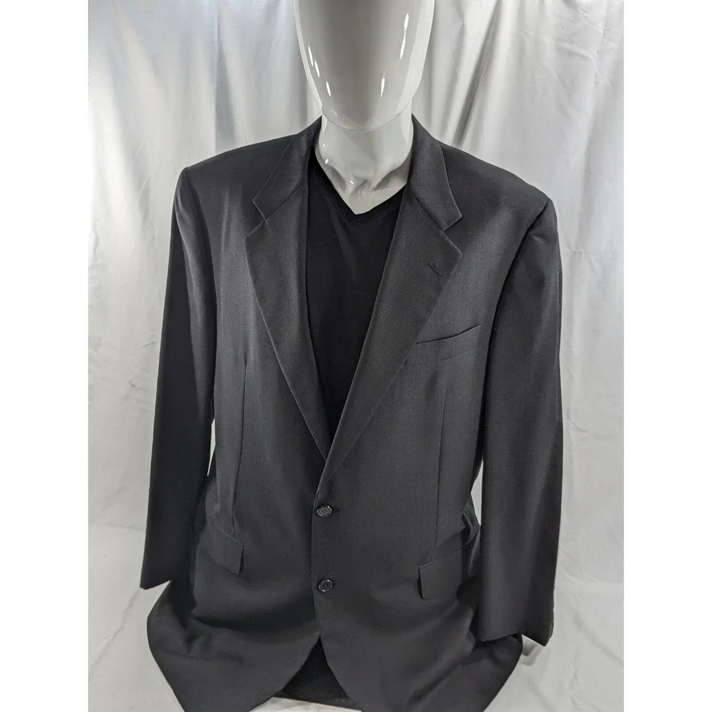Hickey Freeman Blazer Sport ‎ Jacket Suit Coat Dark Gray Subtle Crosshatch 44L